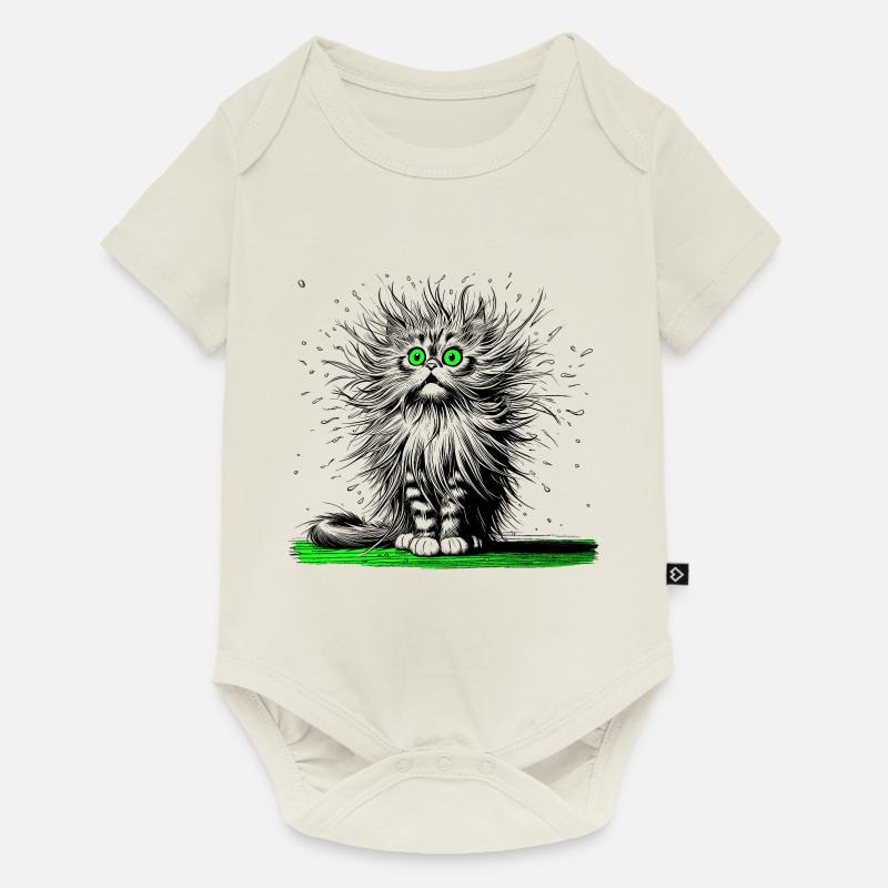 Chat, Bande Dessinée, Drôle, Drôle - Body à manches courtes Premium Bébé - blanc cassé