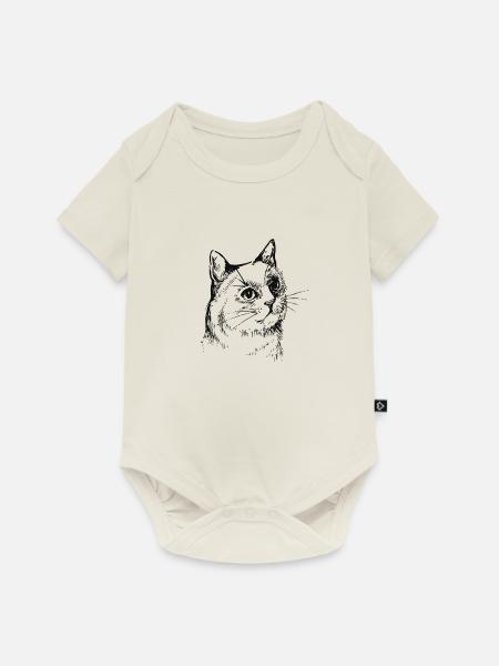 Katzenkopf - Baby Premium Kurzarmbody - Naturweiß