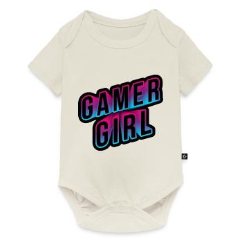 gamer girl neon 3d schriftzug - Baby Premium Kurzarmbody - Naturweiß - Vorne