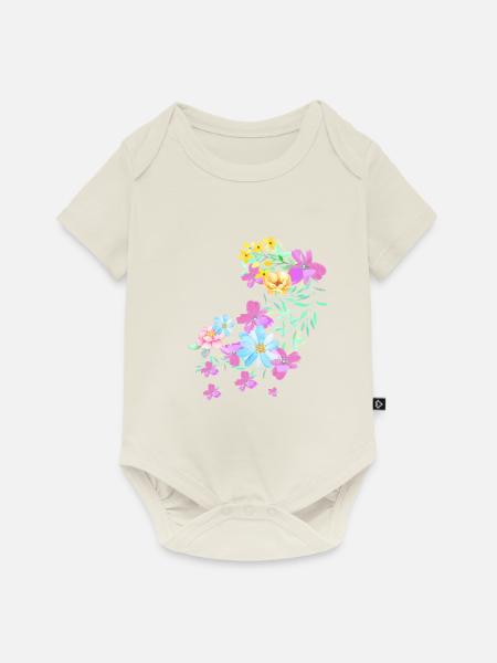 blumen,blüte,floral , Blume, Wiese, Ranke - Baby Premium Kurzarmbody - Naturweiß