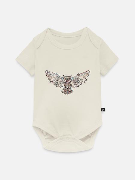 Fliegende Eule - Baby Premium Kurzarmbody - Naturweiß