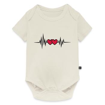 Pulse, frequency heartbeat, hearts Valentine's Day - Baby Premium short-sleeve bodysuit - off white - Front