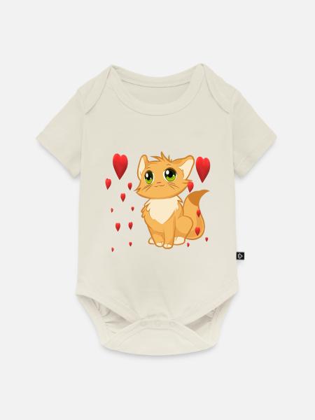 süsse Katze - Baby Premium Kurzarmbody - Naturweiß
