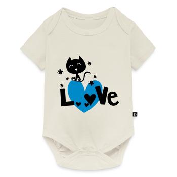 Un amour de chat ! aimer les chats - Body à manches courtes Premium Bébé - blanc cassé - Devant
