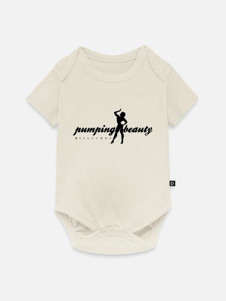 pumping beauty schriftzug - Baby Premium Kurzarmbody - Naturweiß