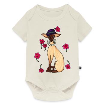 Siamesen mit Hut - Baby Premium Kurzarmbody - Naturweiß - Vorne