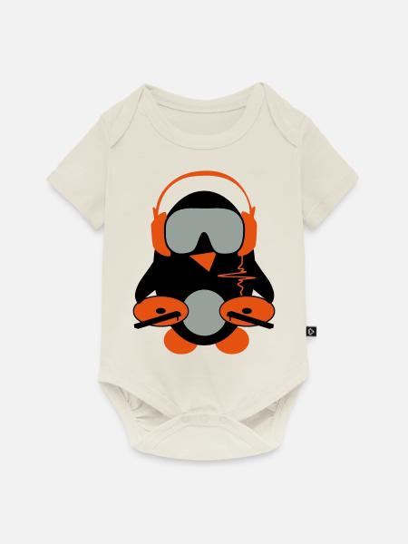 dj penguin - Baby Premium Kurzarmbody - Naturweiß