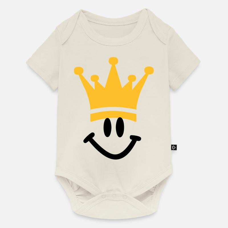 Krone Lächeln König - Baby Premium Kurzarmbody - Naturweiß