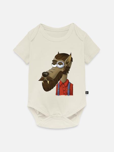 Hipsterwolf - Baby Premium Kurzarmbody - Naturweiß
