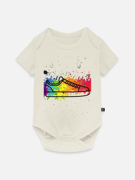 Bunter Sneaker Design - Baby Premium Kurzarmbody - Naturweiß