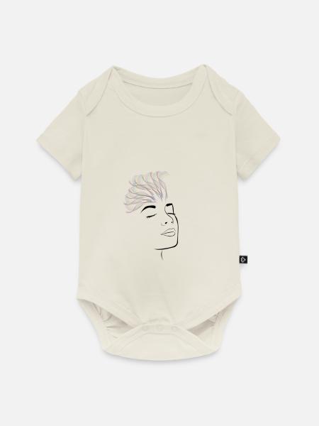3D HAIR - Baby Premium Kurzarmbody - Naturweiß
