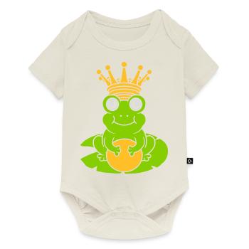 Le roi grenouille enchanté est assis nénuphar - Body à manches courtes Premium Bébé - blanc cassé - Devant