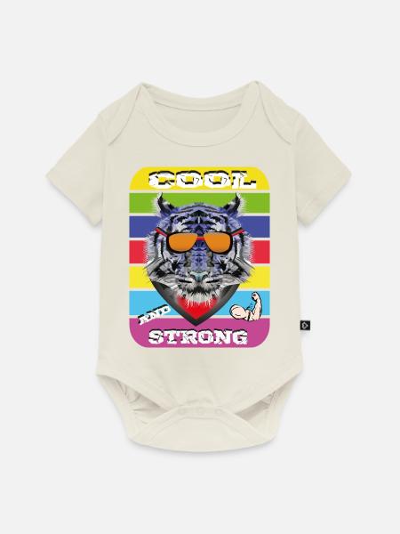 Tiger mit Brille Cool and Strong - Baby Premium Kurzarmbody - Naturweiß
