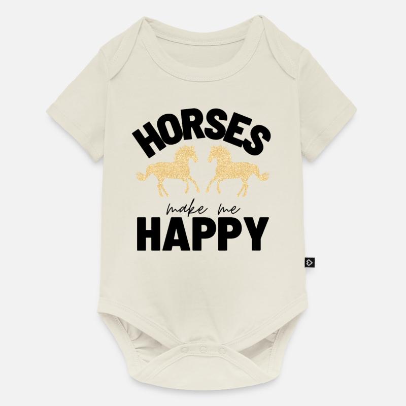 Cheval Cheval Amour cheval cheval - Idée cadeau - Body à manches courtes Premium Bébé - blanc cassé