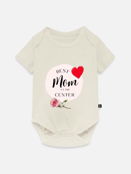 Beste Mutter im Zentrum - Baby Premium Kurzarmbody - Naturweiß