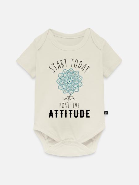 POSITIVE EINSTELLUNG MINDSET Motivation - Baby Premium Kurzarmbody - Naturweiß