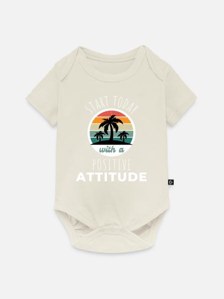 POSITIVE EINSTELLUNG MINDSET Motivation - Baby Premium Kurzarmbody - Naturweiß