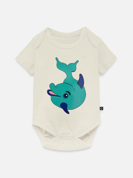 Delfin - Baby Premium Kurzarmbody - Naturweiß