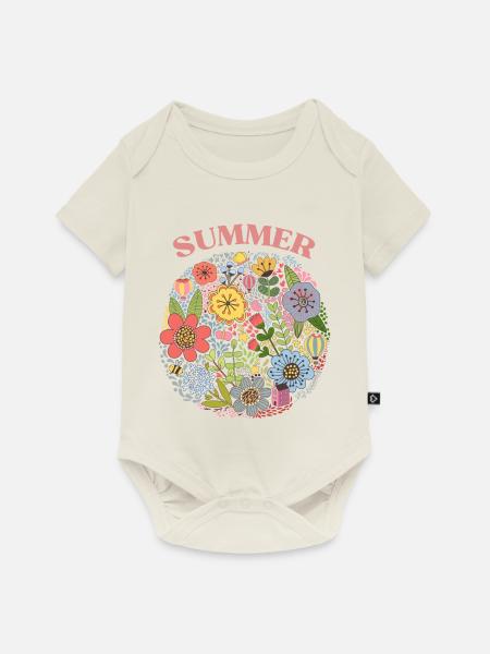 Blumensommer - Baby Premium Kurzarmbody - Naturweiß