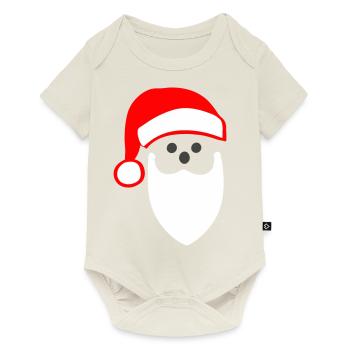 ADORABLE TÊTE DE PÈRE NOËL STYLISÉE MINIMALISTE - Body à manches courtes Premium Bébé - blanc cassé - Devant