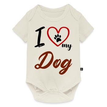 i love my dog 02 - Baby Premium short-sleeve bodysuit - off white - Front