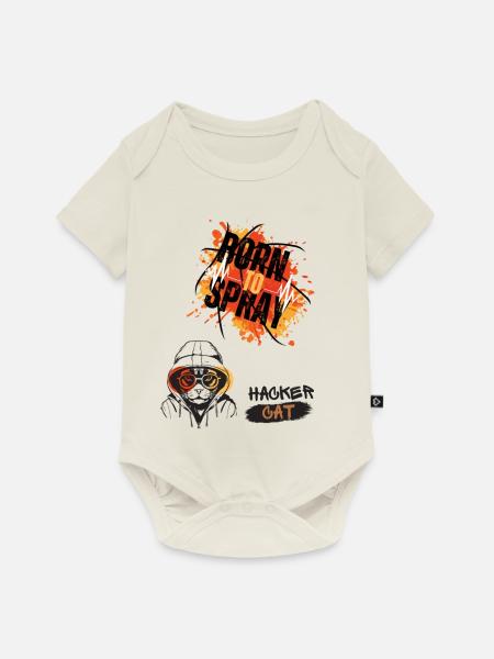 Geboren, um Hacker Cat zu sprühen - Baby Premium Kurzarmbody - Naturweiß