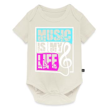La musique est ma vie Musik ist mein Leben liebe spruch - Body à manches courtes Premium Bébé - blanc cassé - Devant
