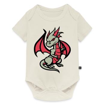 drache comic - Baby Premium Kurzarmbody - Naturweiß - Vorne