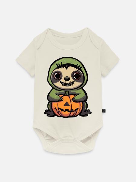Faultier Halloween Comic Lustig - Baby Premium Kurzarmbody - Naturweiß