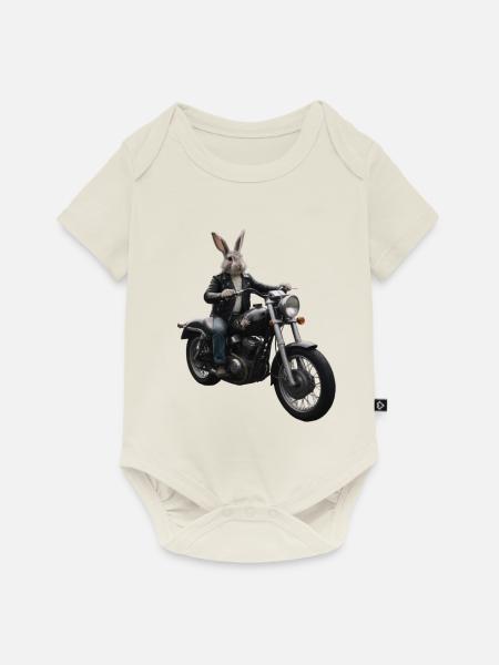 Biker Hase - Baby Premium Kurzarmbody - Naturweiß