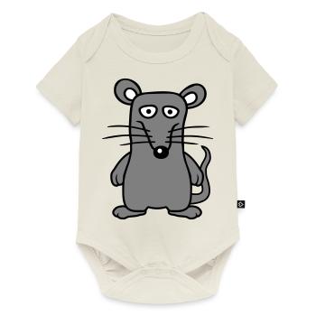 Maus Mäuschen Süße Kleine Ratte Nager Lustig Comic - Baby Premium Kurzarmbody - Naturweiß - Vorne