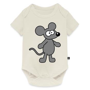 Maus Mäuschen Süße Kleine Ratte Nager Lustig Comic - Baby Premium Kurzarmbody - Naturweiß - Vorne