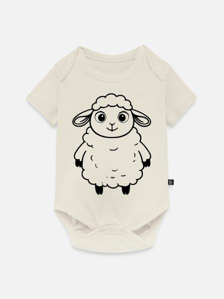 Flauschiges Schaf als Vektorgrafik - Baby Premium Kurzarmbody - Naturweiß