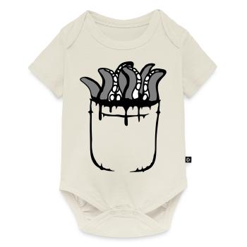 Tentacle Chest Pocket Octopus Monster Shirt Bag - Baby Premium short-sleeve bodysuit - off white - Front