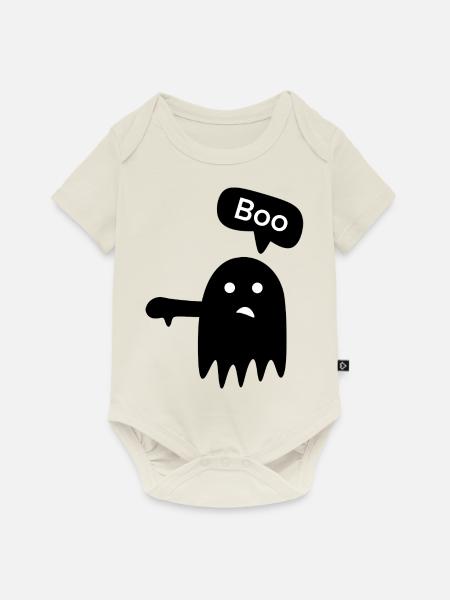 Spooky „Boo!“ - Baby Premium Kurzarmbody - Naturweiß