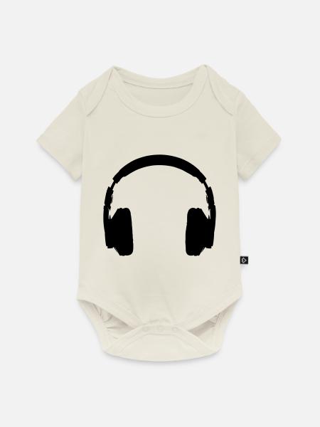 headphones - Baby Premium Kurzarmbody - Naturweiß