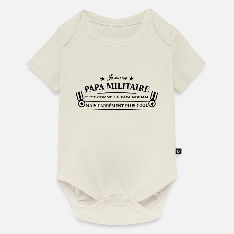 papa militaire - Body à manches courtes Premium Bébé - blanc cassé