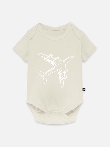 Flugzeug - Baby Premium Kurzarmbody - Naturweiß