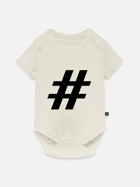 Hashtag - Baby Premium Kurzarmbody - Naturweiß