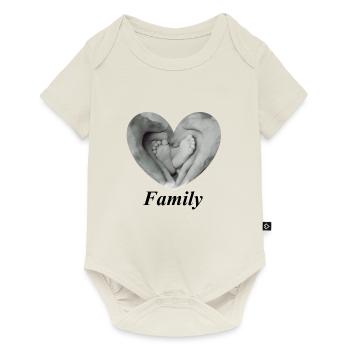 Herz Familie - Baby Premium Kurzarmbody - Naturweiß - Vorne