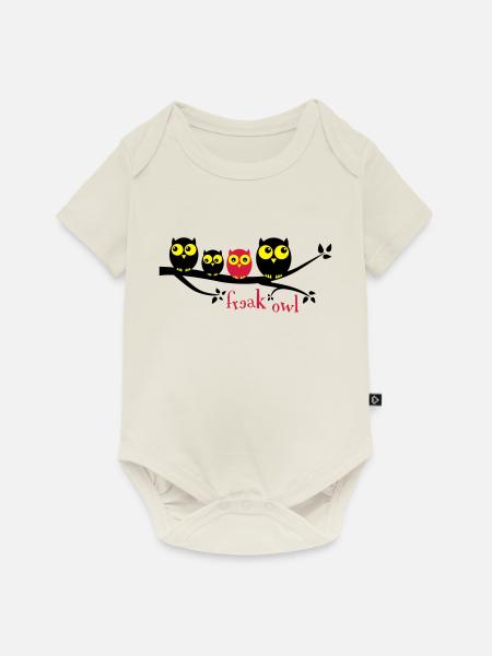 Freak Owl 3 Farbig - Baby Premium Kurzarmbody - Naturweiß