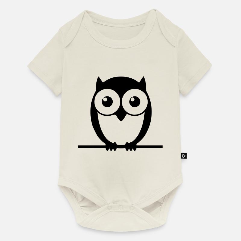 Eule - Baby Premium Kurzarmbody - Naturweiß