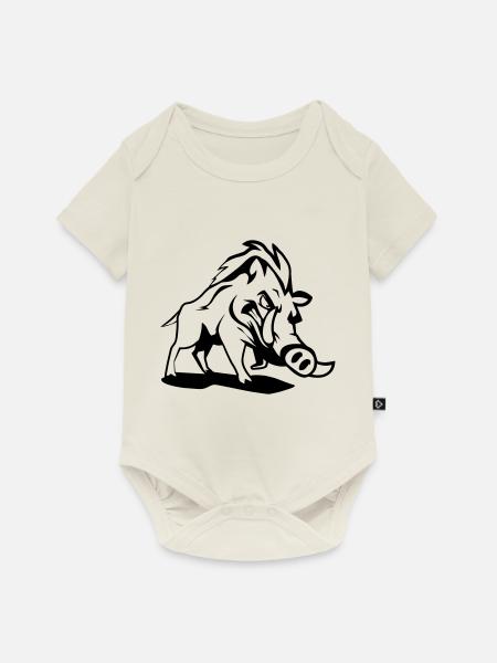 wildschwein gefährlich - Baby Premium Kurzarmbody - Naturweiß