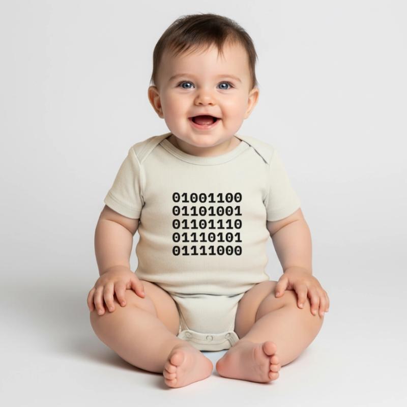 "LINUX" in binary code. Baby Premium short-sleeve bodysuit