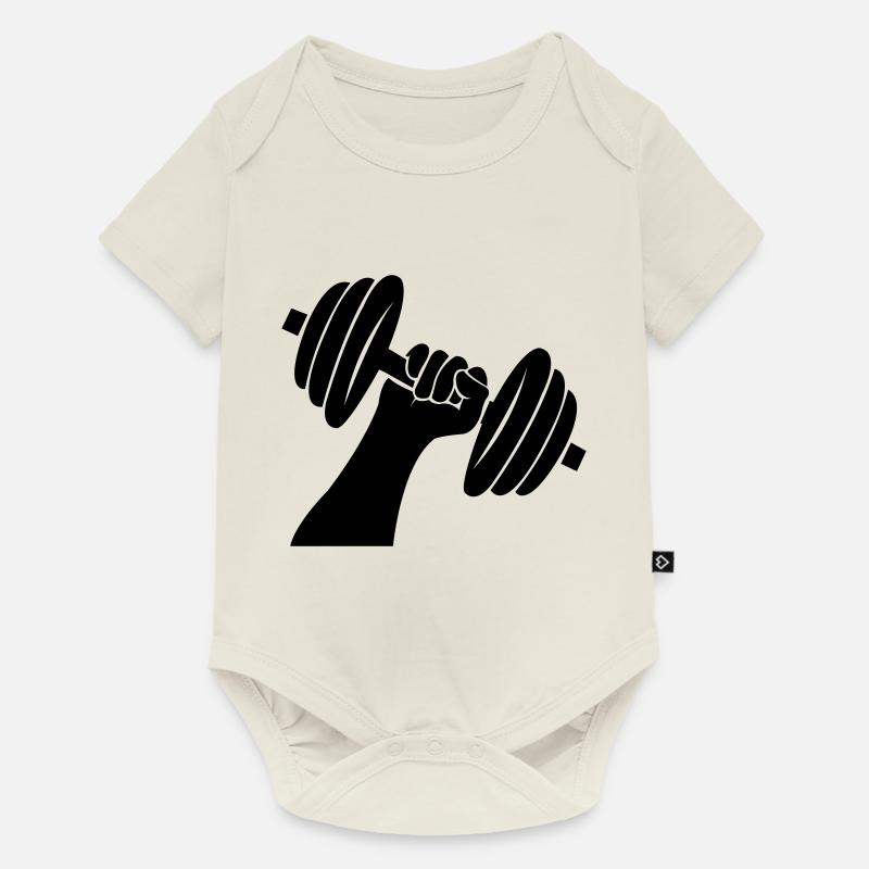 Hantel Gewichte - Baby Premium Kurzarmbody - Naturweiß