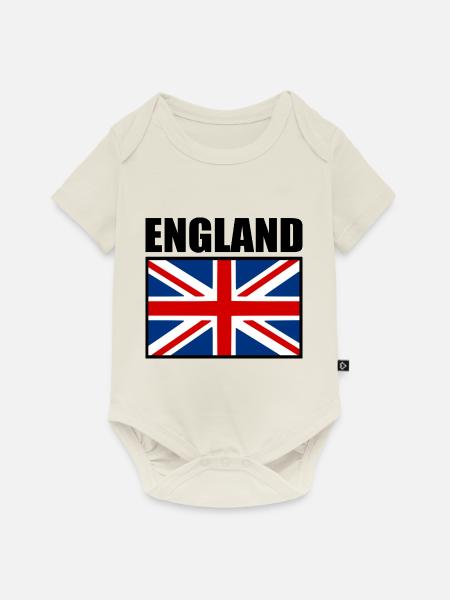 England - Baby Premium Kurzarmbody - Naturweiß