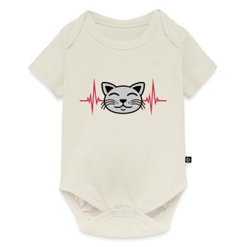 Puls Katze Gesicht glücklich - Baby Premium Kurzarmbody - Naturweiß - Vorne