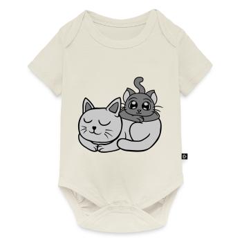 Amis 2 chats l’un sur l’autre - Body à manches courtes Premium Bébé - blanc cassé - Devant