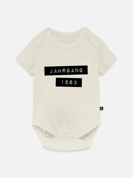 Etikett Jahrgang 1963, 60. Geburtstag, geboren 63 - Baby Premium Kurzarmbody - Naturweiß