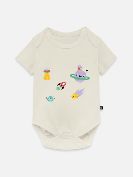 Space - Baby Premium Kurzarmbody - Naturweiß